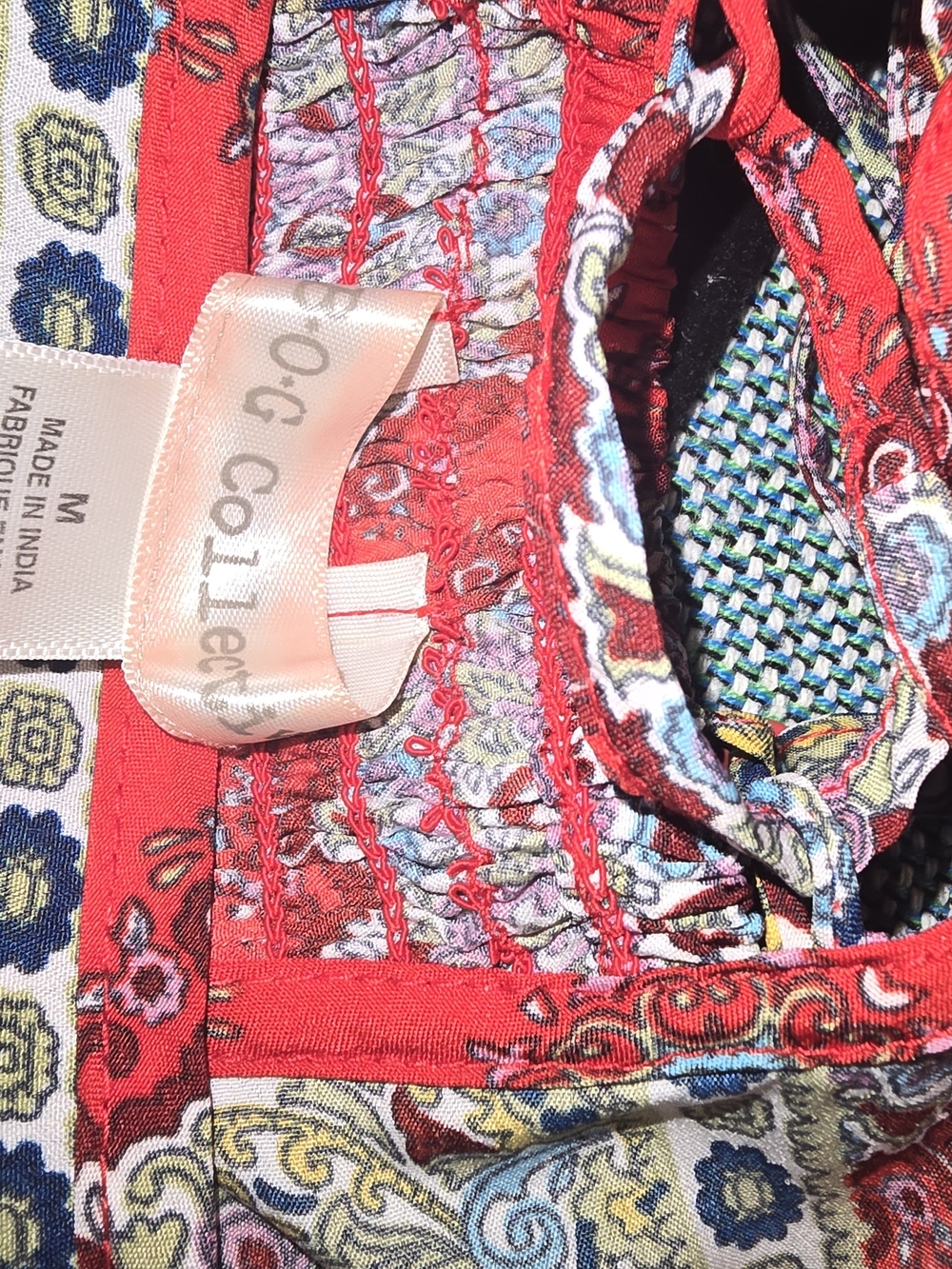 Bohemian Red Patterned Midi Sundress with Spaghetti Straps - Picture 5 of 5